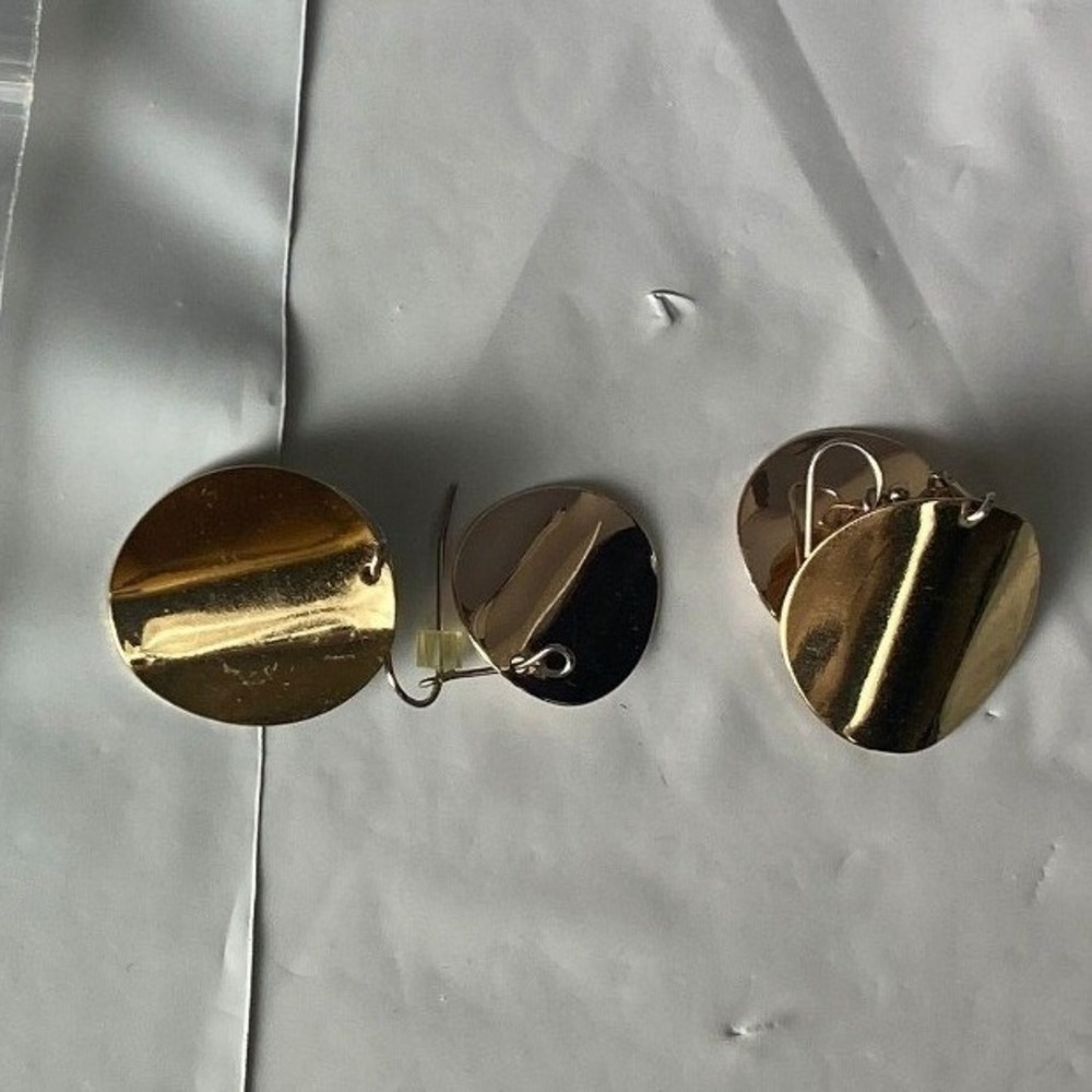 Gold Tone Geometric Disc Dangle Earrings